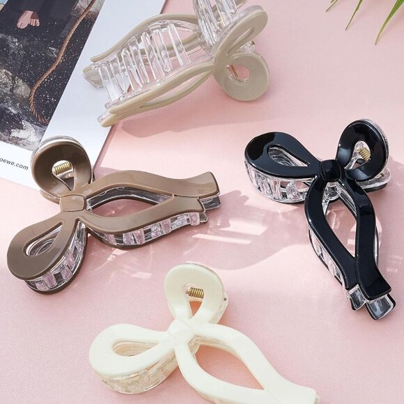 Hair Claw Clips 4 Pack Acrylic Large Nonslip Bow Hair Accessories for All Hair main image 4